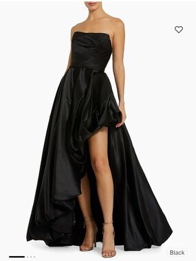 Mac Duggal Strapless Black Satin High-Low Ball Gown